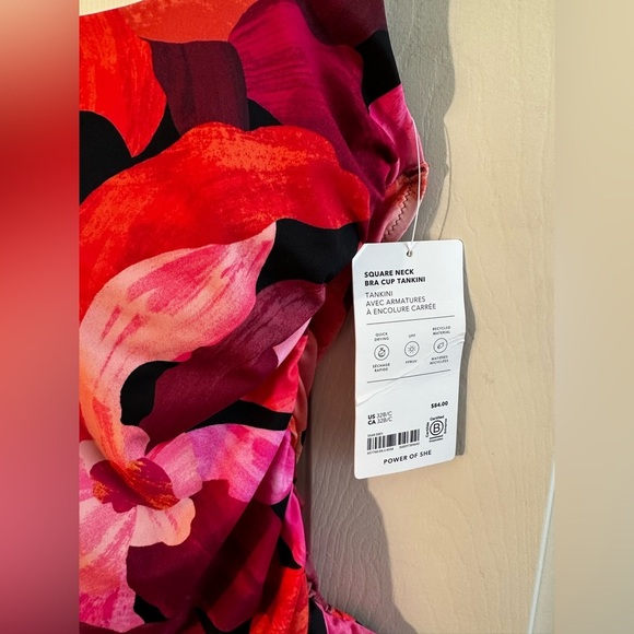 NWT ATHLETA Square Neck Tankini 32 B/C Liana Floral Mauve Swim Top #657740 $84 - Picture 13 of 14